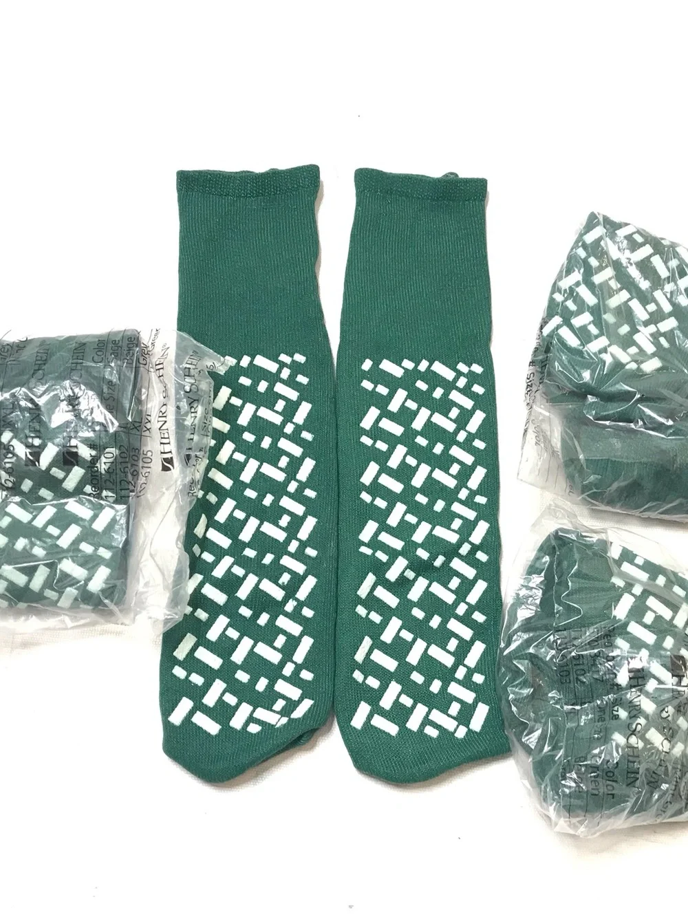 42 Pair Slipper Hospital Socks OS Non Slip Skid Bariatric Green Ankle High New